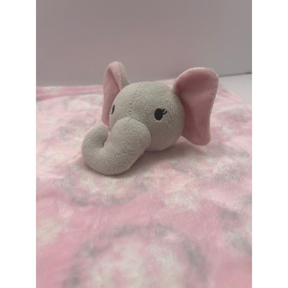 Hudson Baby Pink Grey Elephant Plush Security Blanket Lovey 14x14 50932